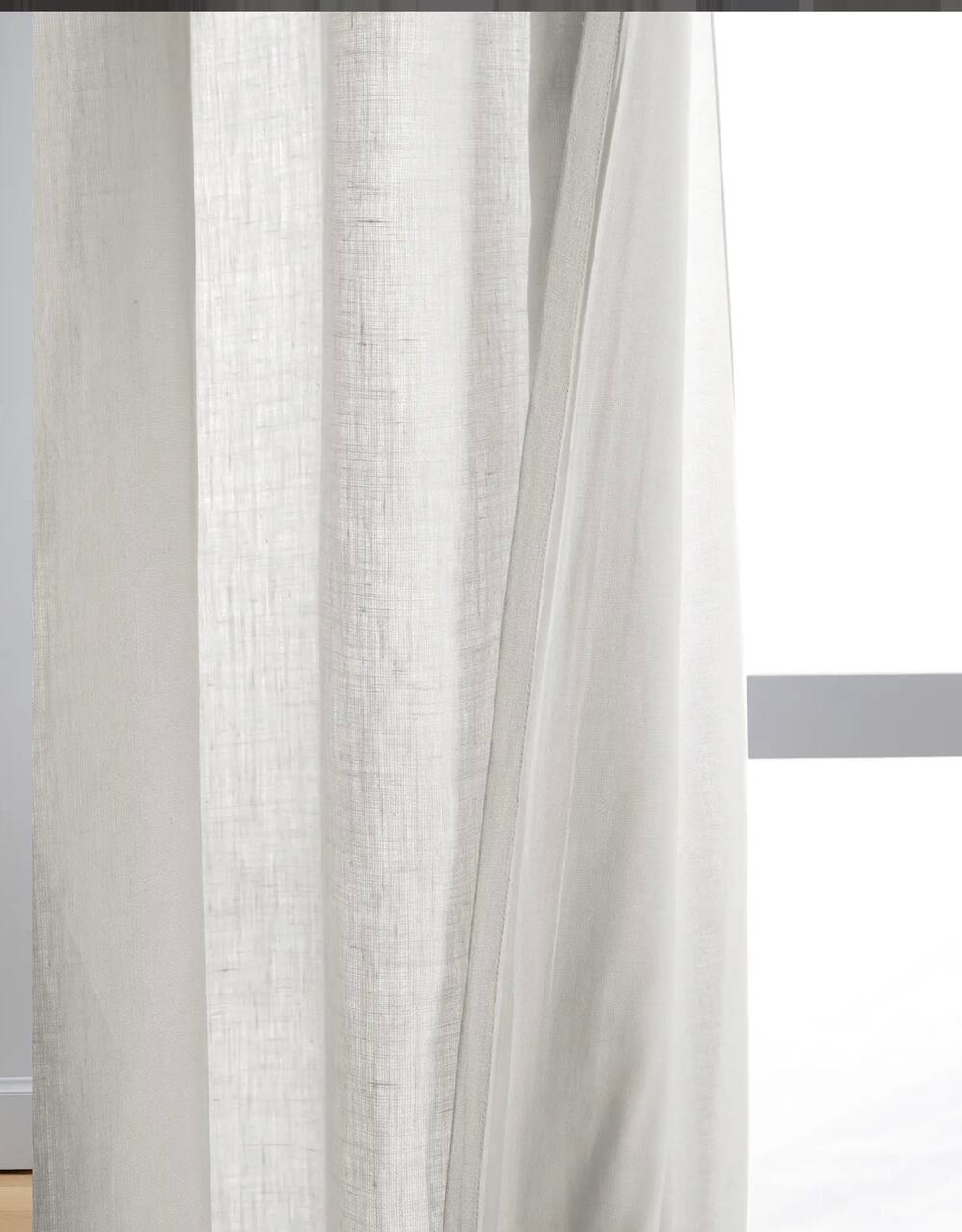 Quince European Linen Curtain  White Single Panel 96 X 120 in NWT